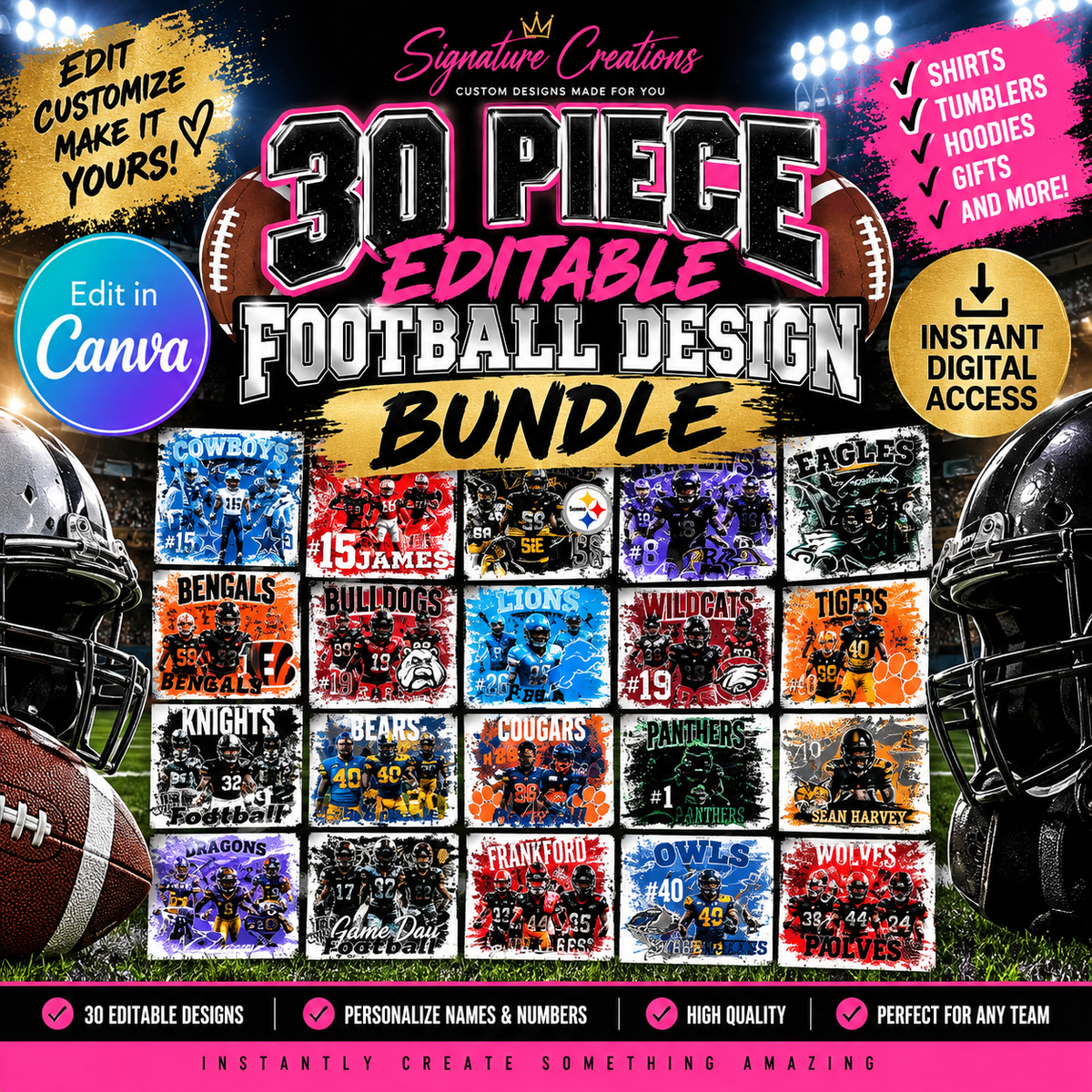 FOOTBALL EDITABLE DESIGN BUNDLE 30 PIECE